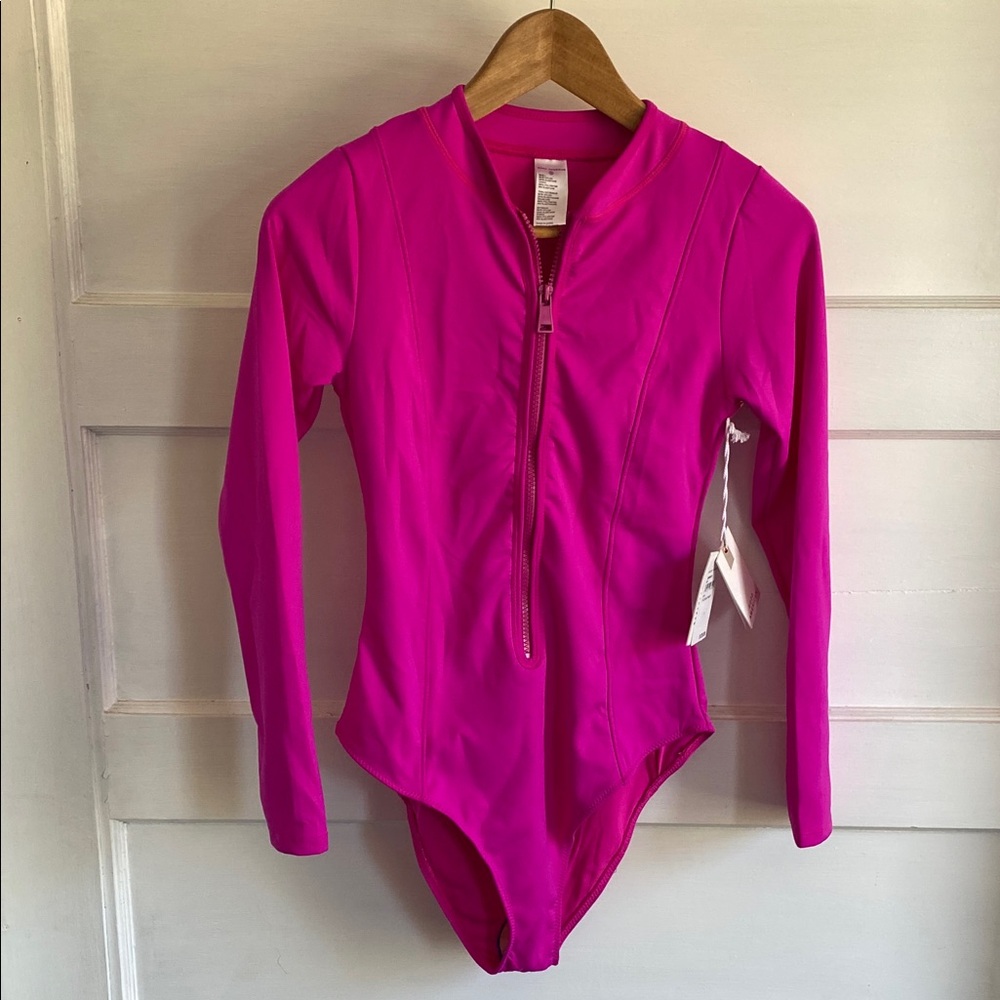 NWT Good American Pink Long Sleeve Bathing Suit size 2